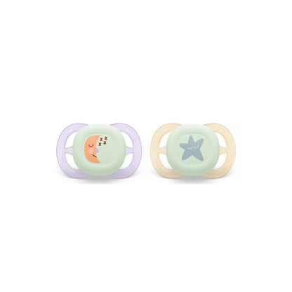 Philips AVENT Fopspeen + 0 maanden Ultra Start Night Mix munt/blauw, lila/perzik - 2 stuks