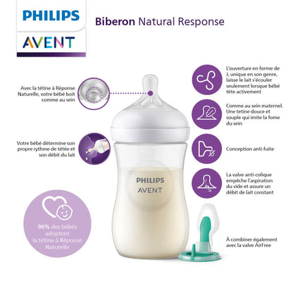 Philips AVENT Zuigfles Natural Response transparant 330 ml - 2 stuks