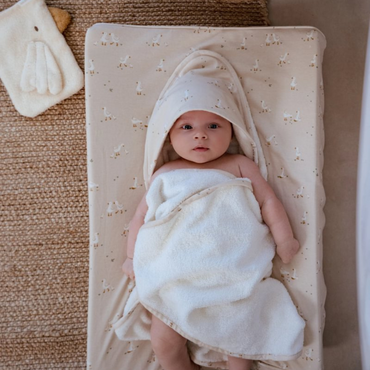 Little Dutch Housse pour matelas à langer Newborn Naturals Little Goose Beige