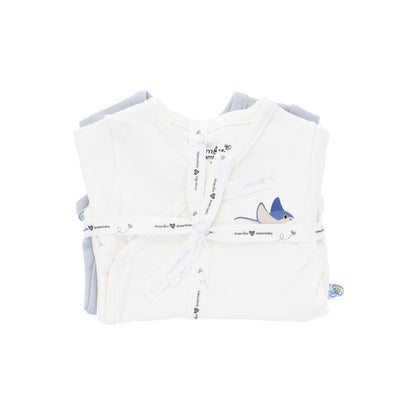 Dreambee Body met overslag en korte mouwen Billie beige/grijs - 2 stuks