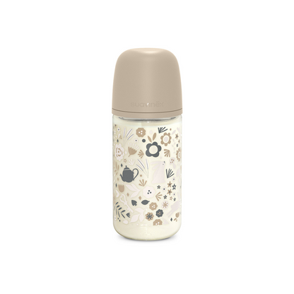 Suavinex Glazen zuigfles Wonderland 3m+ medium melktoevoer 240 ml beige