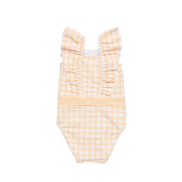 Little Dutch Badpak volants Sunshine Checks , m74/80, Geel, Meisjes