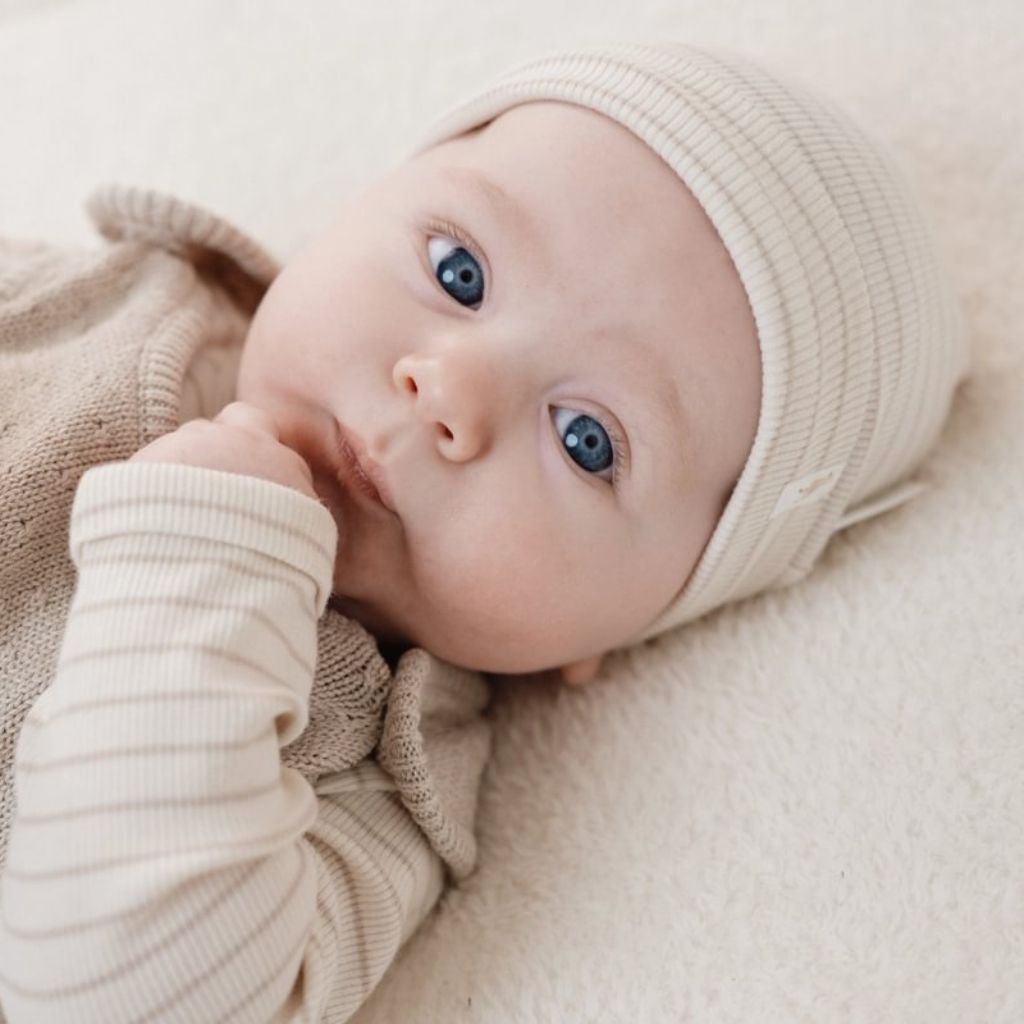 Little Dutch Bonnet Stripe unisexe Soft Beige