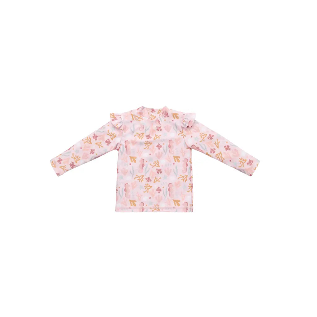 Little Dutch Zwem shirt lange mouw ruches Ocean Dreams , m 62/68, Roze, Meisjes