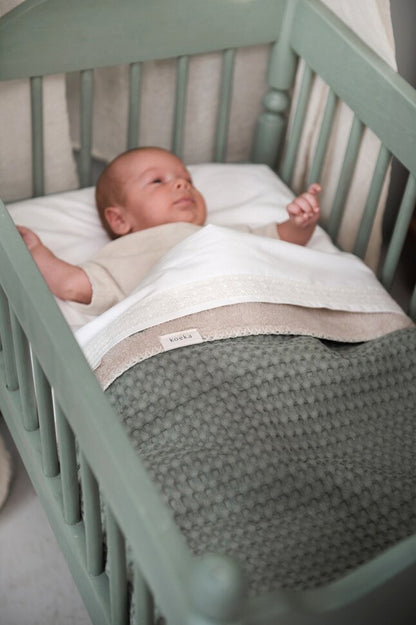 Couverture Koeka pour berceau ou parc Oslo Shadow Green/Soft Sand Teddy