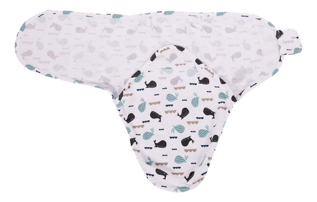 Bo Jungle Couverture d'emmaillotage B-Wrap Blue Whale coton