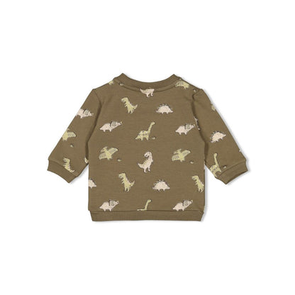 Feetje Sweater AOP - Rawrsome Olive Jongen