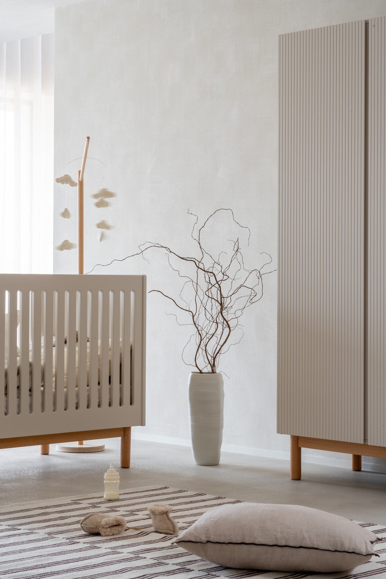 Quax Chambre de bébé 3 pièces (lit évolutif L 140 x Lg 70 cm + commode + armoire 3 portes) Mood Clay