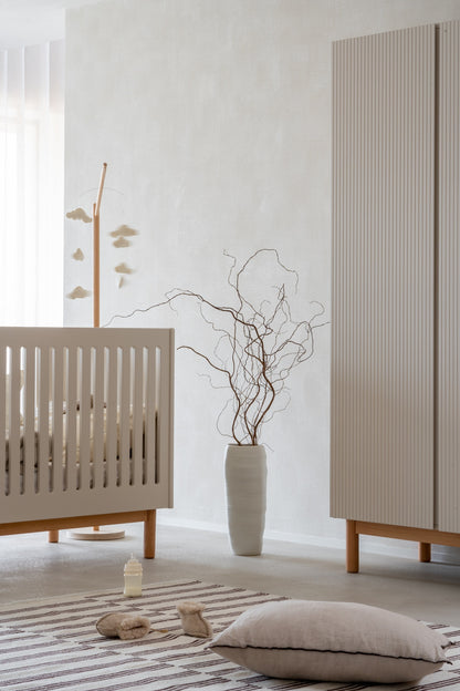 Quax Chambre de bébé 3 pièces (lit évolutif L 140 x Lg 70 cm + commode + armoire 3 portes) Mood Clay