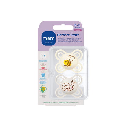 MAM Sucette + 0 mois Perfect Start Silicone jaune/beige