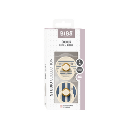 Bibs Sucette + 6 mois STUDIO Pack Pin Ivory Steel/Blue Mix - 2 pièces