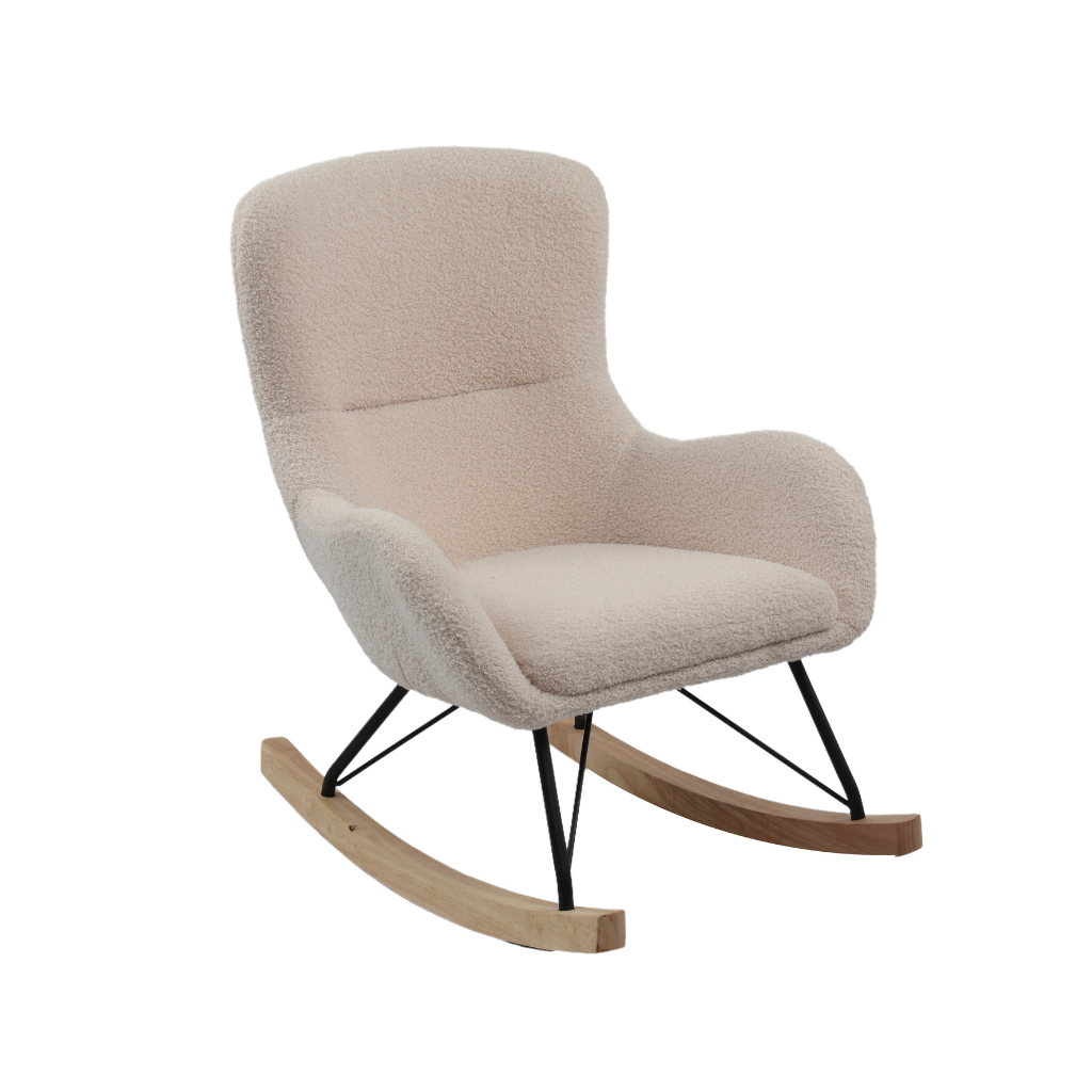 JAXX Fauteuil à bascule Mini Davies Beige Bouclé