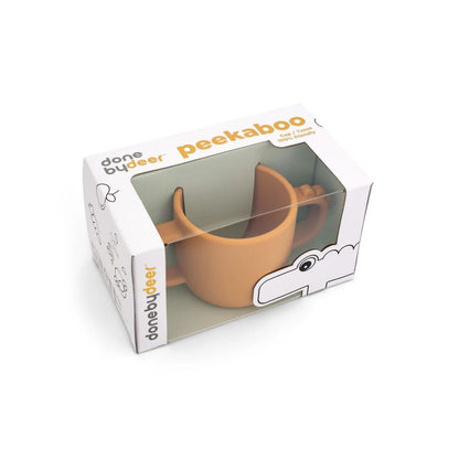 Done by Deer Gobelet d'apprentissage Silicone Peekaboo Croco 170 ml Mustard