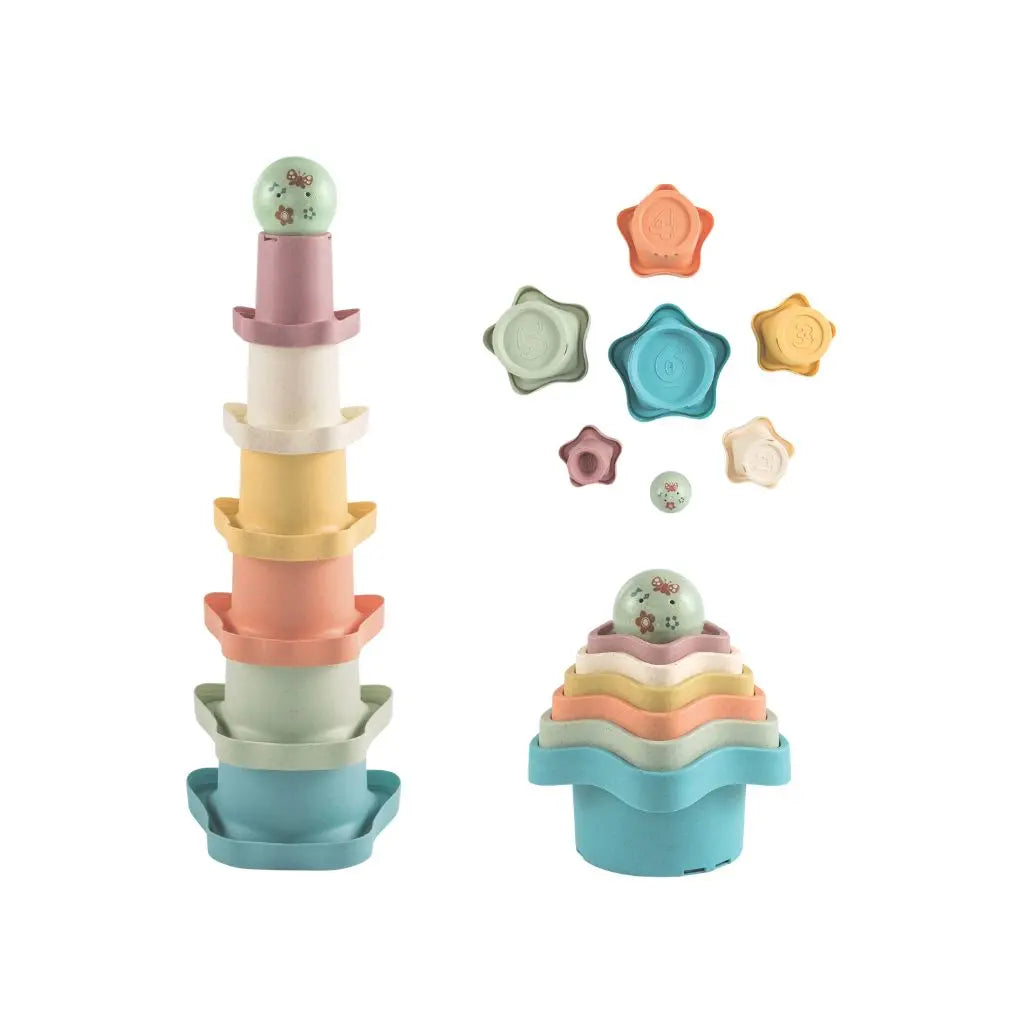 Baby's favorite Gobelets empilables en forme d’étoile avec 1 balle - 6 pièces