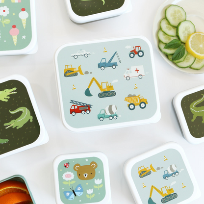 A little lovely company Lunch & Snack Box Set Vehicles - 4 stuks