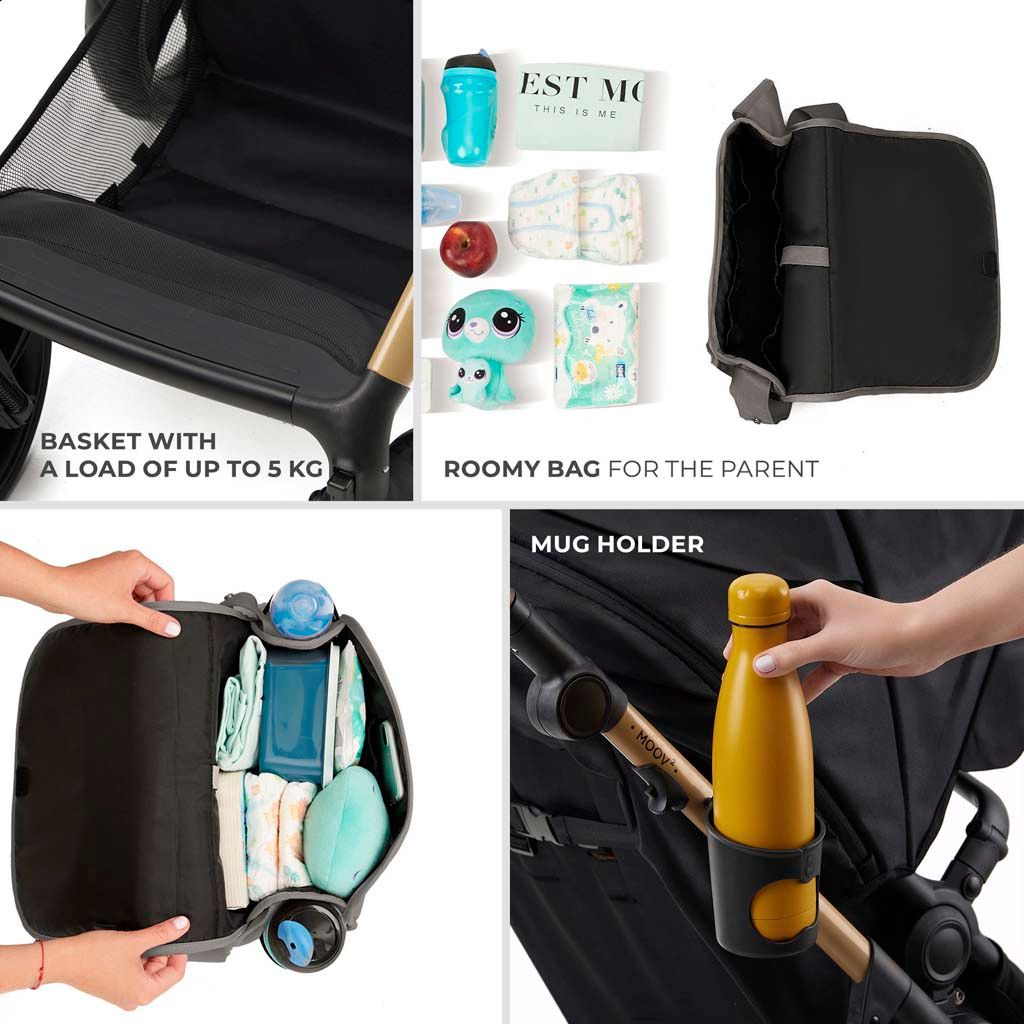 Kinderkraft Kinderwagen MOOV 2 AIR met autostoel lichtgrijs