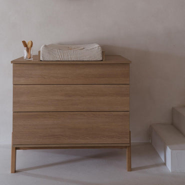 Quax Chambre de bebe 3 pièces (lit L 12 x Lg 6 cm - commode avec rallonge - armoire 3 portes) Ashi Honey Ash