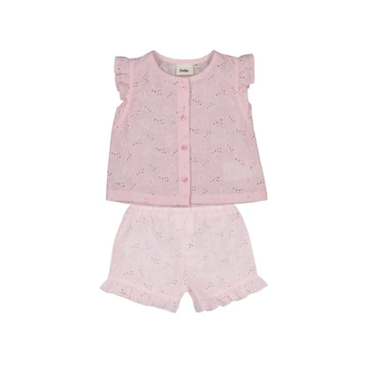 Feetje Top + short broderie Summer Woven m 68 Lilac Meisjes