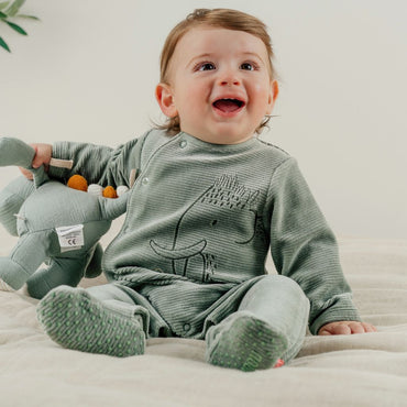 Noukie's Pyjama velours Funny Mammouth vert 