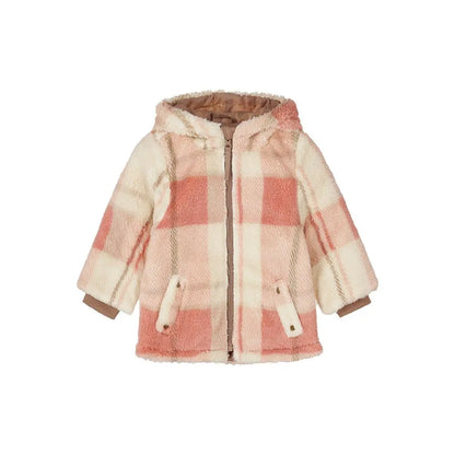 Dirkje Manteau à carreaux Rose fille