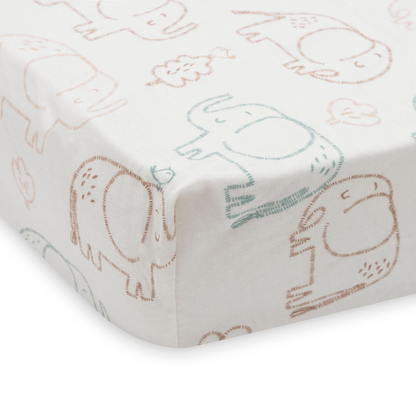 Jollein Hoeslaken jersey Elephant Tales 70/75 x 140/150 cm