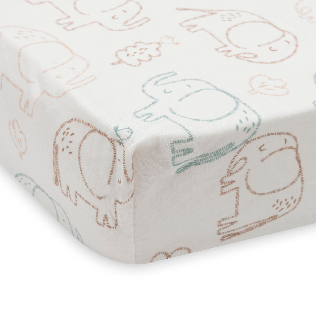 Jollein Hoeslaken jersey Elephant Tales 60 x 120 cm