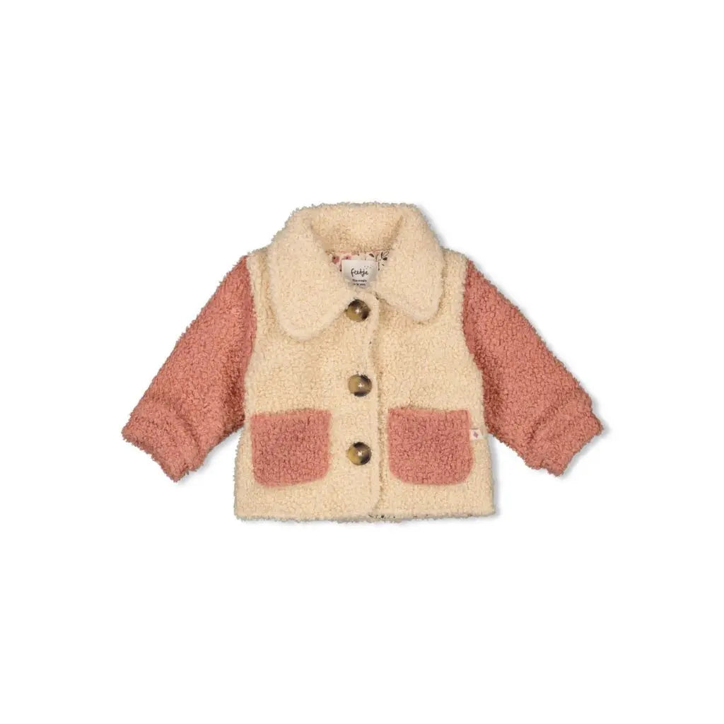Feetje Bouclé jasje - Woodland Bloom Offwhite Meisje