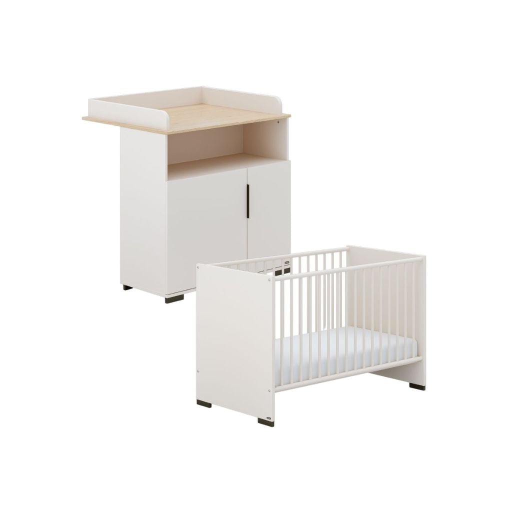 Yuny 2-delige babykamer (bed L 120 x B 60 cm+ commode) Suzie