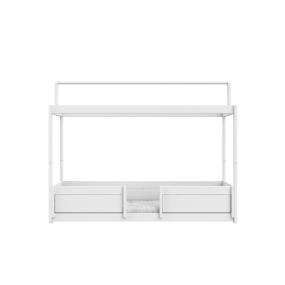 LIFETIME Lit-cabane 4-en-1 avec cadre de toit + sommier Lg 90 x L 200 cm