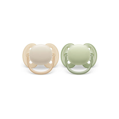 Philips AVENT Fopspeen + 0 maanden Ultra Soft beige, lichtgroen - 2 stuks