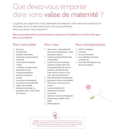 Checklist valise de maternité