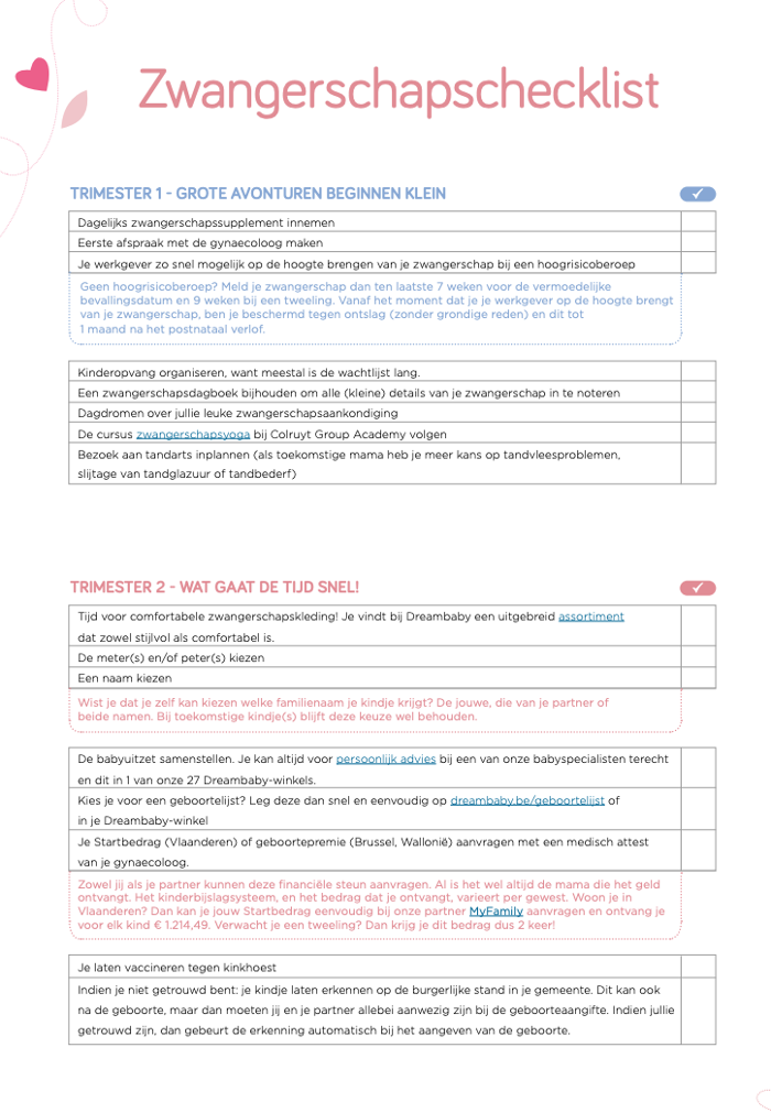 Zwangerschapschecklist