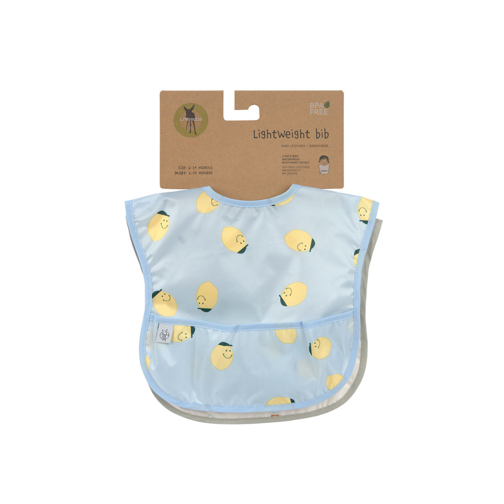 Lässig Bavoir Happy Fruits Lemon bleu - 2 pièces