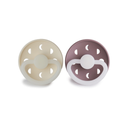 FRIGG Sucette + 0 mois Moon Night silicone Cream/Twilight Mauve - 2 pièces