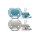 Philips AVENT Fopspeen 6 - 18 maanden Ultra Soft grijs/blauw - 2 stuks