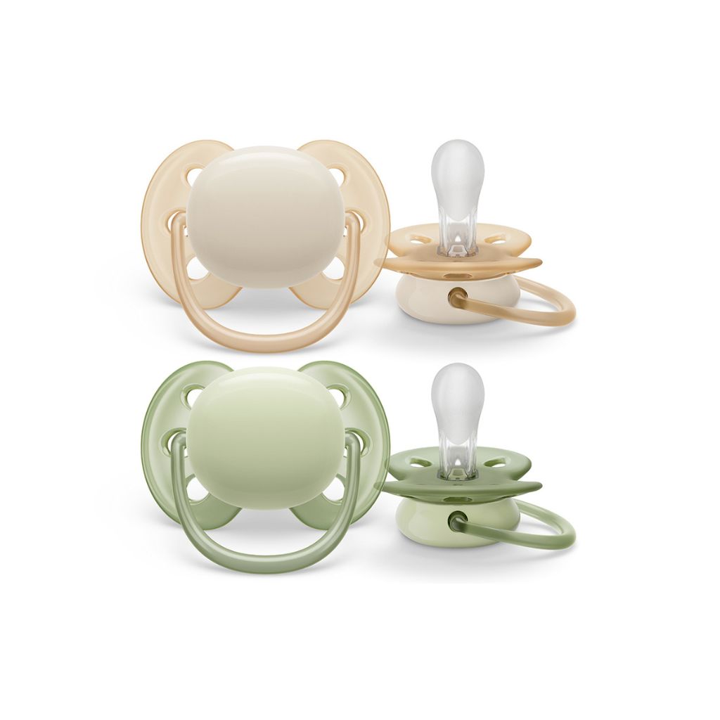 Philips AVENT Fopspeen + 0 maanden Ultra Soft beige/lichtgroen - 2 stuks