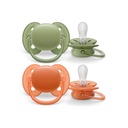 Philips AVENT Fopspeen + 18 maanden Ultra Soft kaki/terracotta - 2 stuks