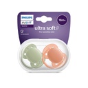Philips AVENT Fopspeen + 18 maanden Ultra Soft kaki/terracotta - 2 stuks