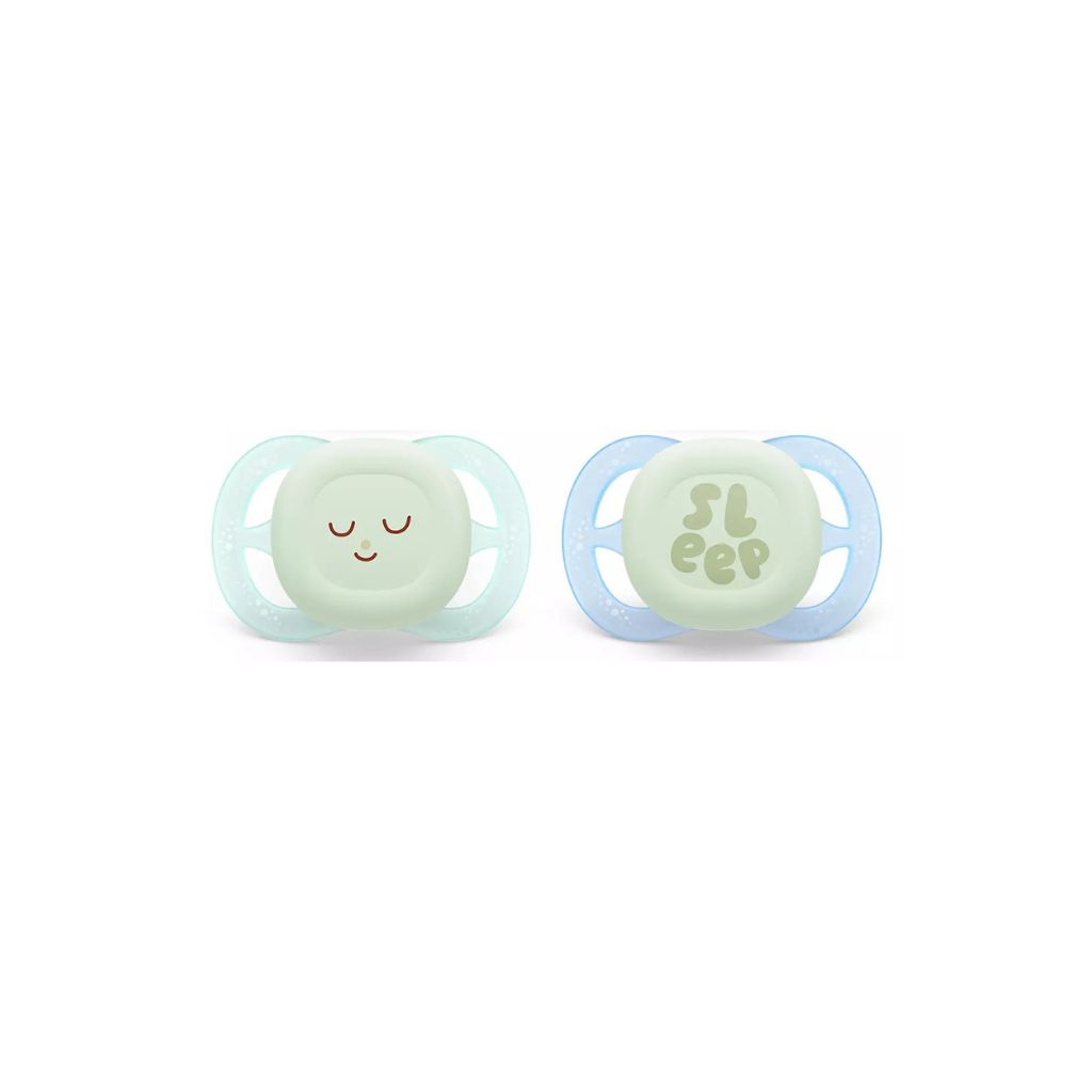 Philips AVENT Fopspeen + 0 maanden Ultra Start Night Mix munt/blauw, lila/perzik - 2 stuks