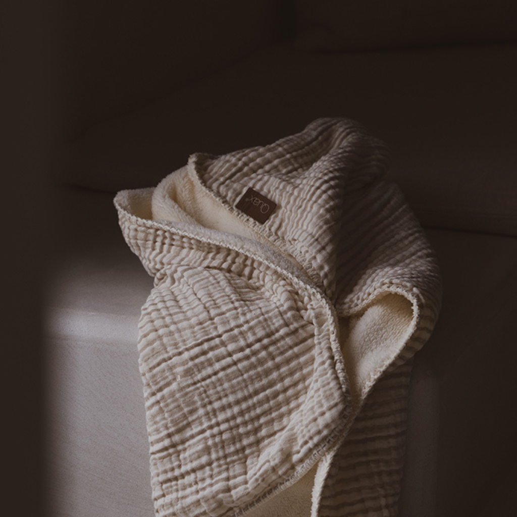 Quax Couverture Muslin Natural Stripes beige Lg 80 x L 65 cm