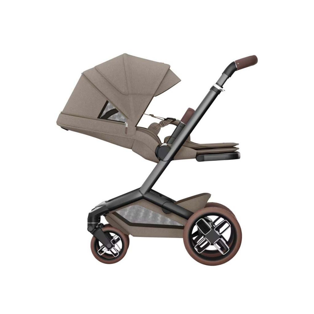 INFO+ VKS Kinderwagen Fame Twillic Truffle + draagmand + Autostoel Pebble 360 pro 2 + gratis basis Familyfix 360 Pro