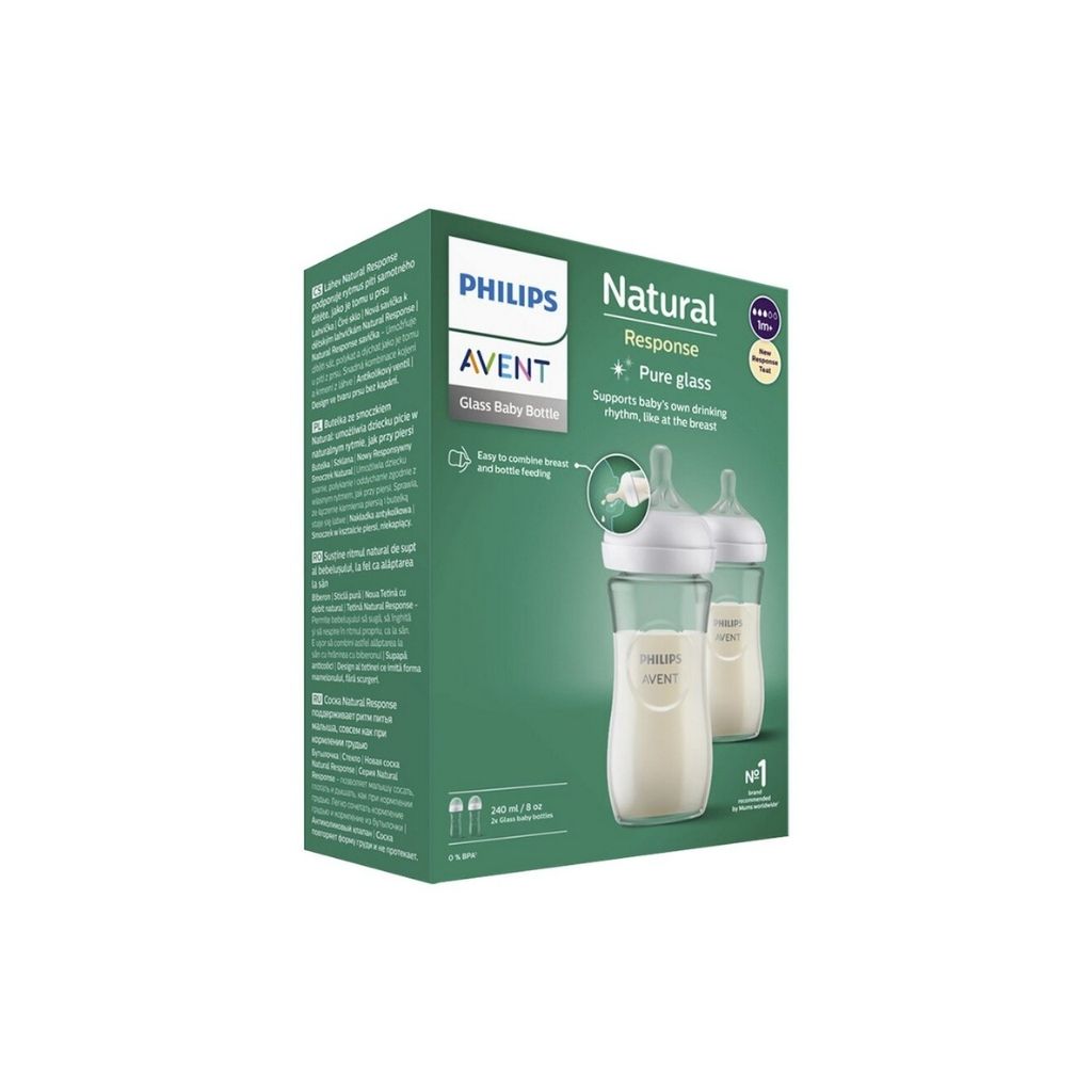 Philips AVENT Glazen zuigfles Natural Response transparant 240 ml - 2 stuks