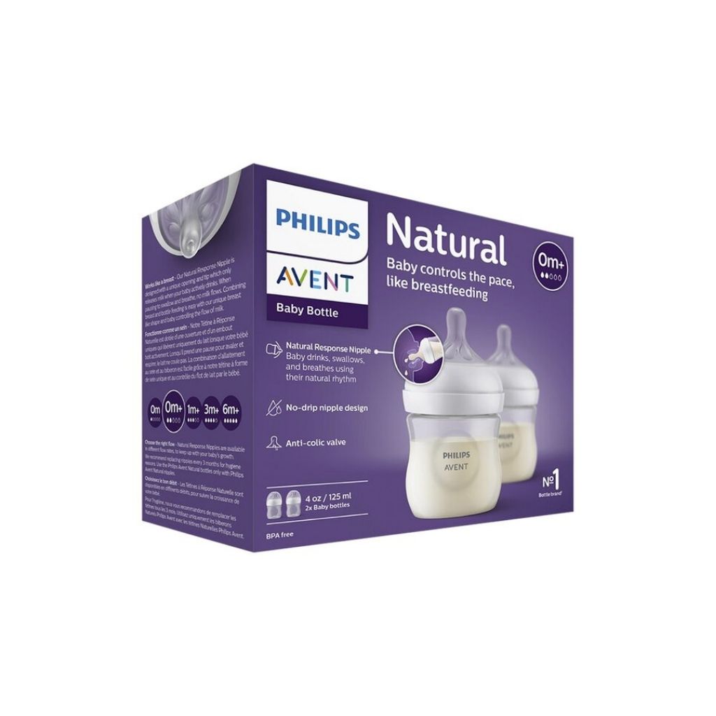 Philips AVENT Zuigfles Natural Response transparant 125 ml - 2 stuks