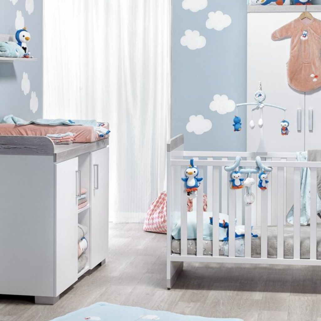 Transland 3-delige babykamer (meegroeibed + commode + kast met 2 deuren) Alisa wit
