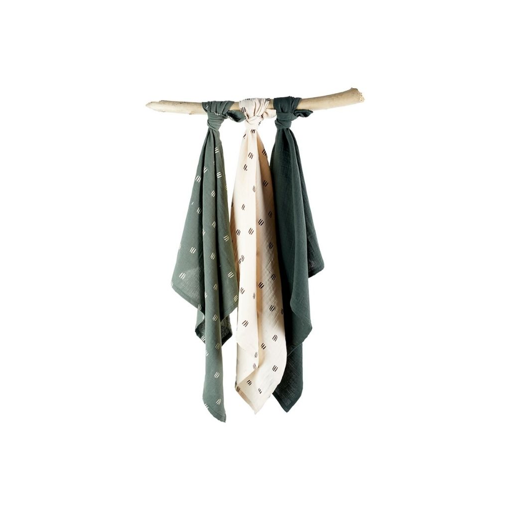 Dreambee Tetradoek Flo groen/ecru
 - 3 stuks