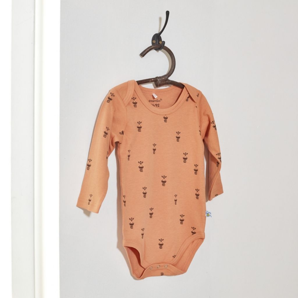 Dreambee Body met lange mouwen Flo ecru/terracotta - 2 stuks