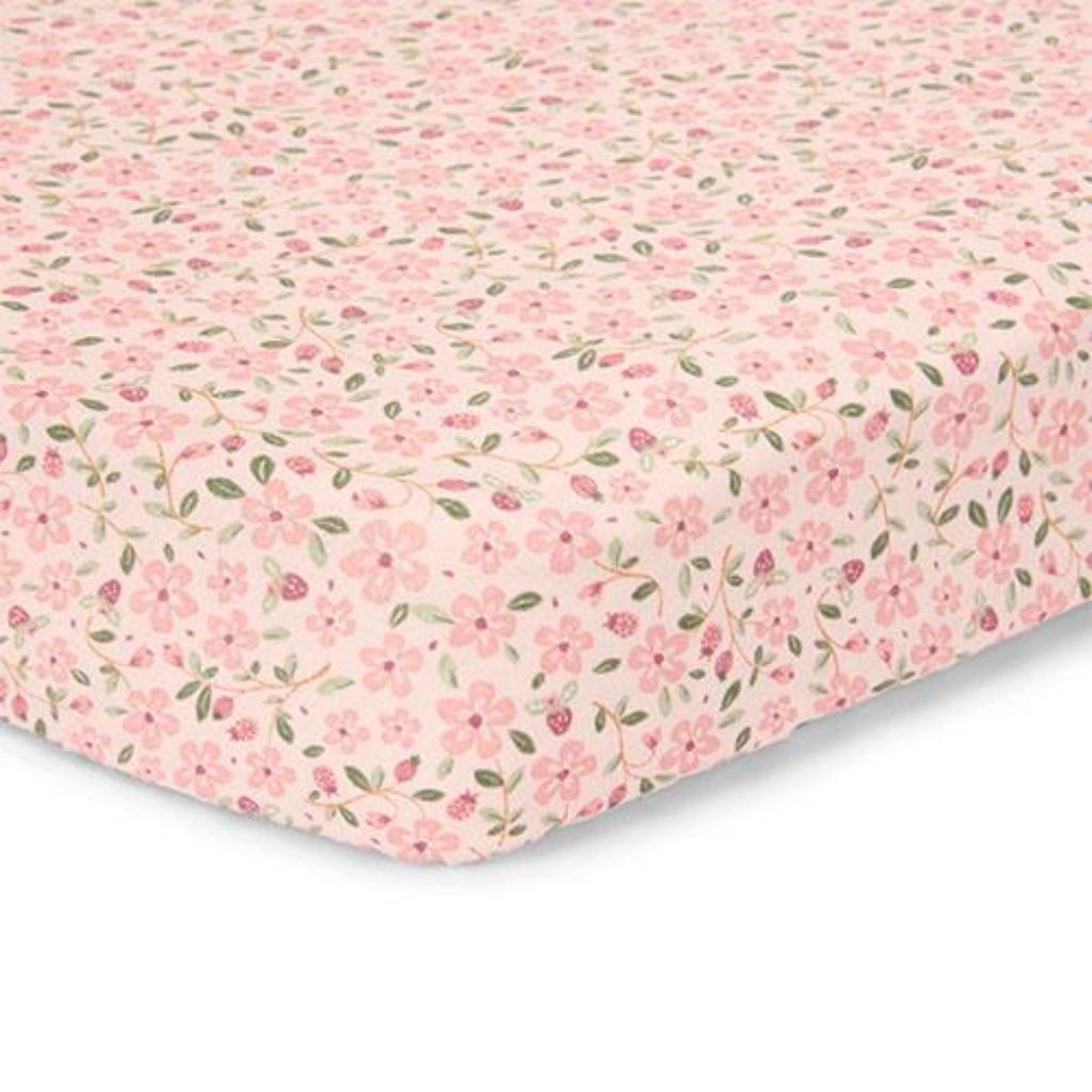 Little Dutch Hoeslaken Fairy Floral roze biokatoen B 60 x L 120 cm