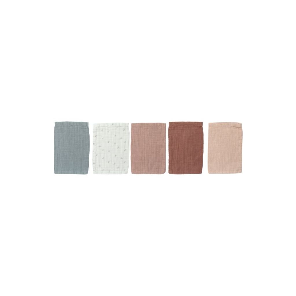 Dreambee Hydrofiel Washandje Essentials roze/grijs/wit - 5 stuks