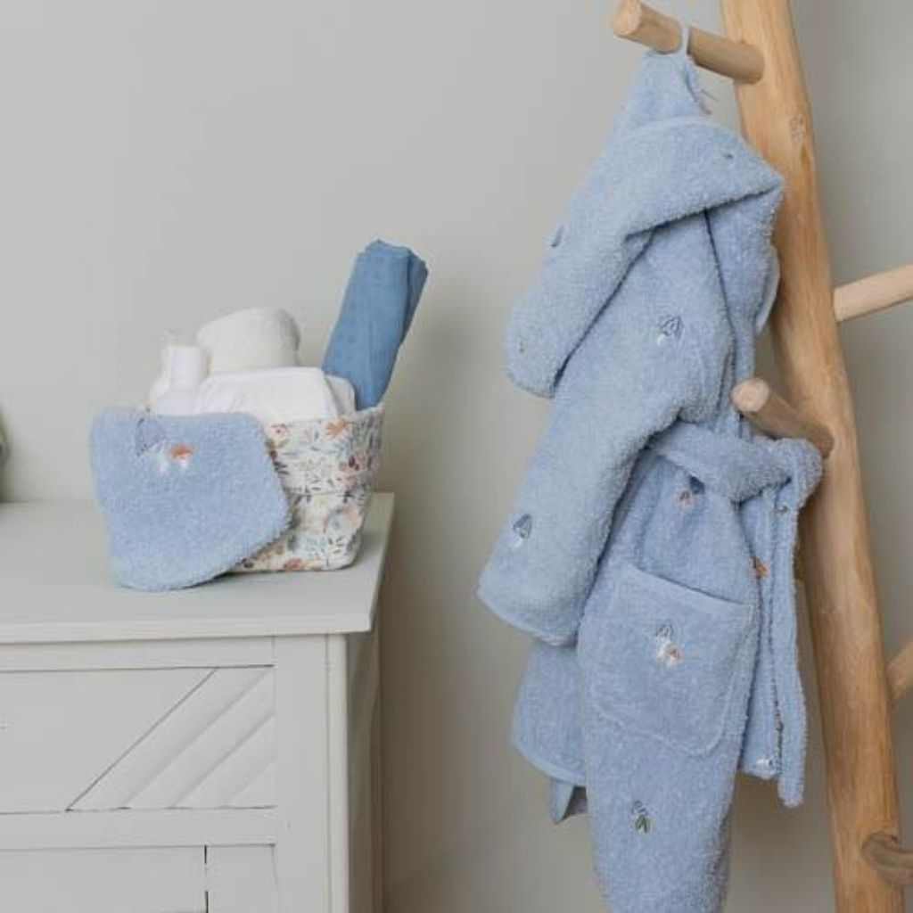 Little Dutch Washandje geborduurd Forest Friends beige/blauw B 14 x L 21 cm - 2 stuks
