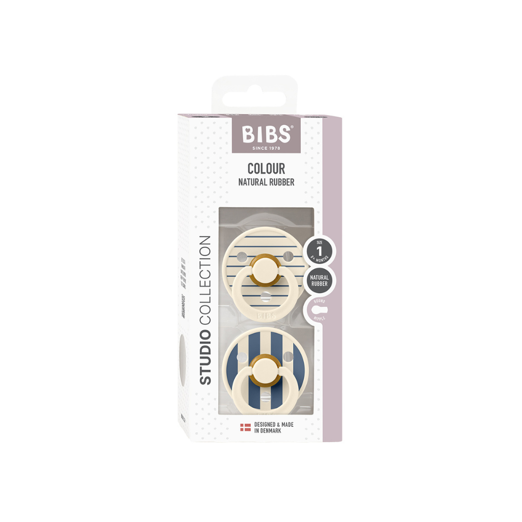 Bibs Sucette + 0 mois STUDIO Pack Pin Ivory Steel/Blue Mix - 2 pièces